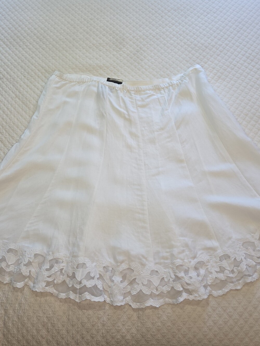 NWT Lane Bryant White Midi Skirt Linen Blend Size 22/24 Lace Hem Cottagecore - Picture 2 of 12